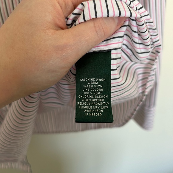 Lauren Ralph Lauren Non Iron Button Shirt Pink Stripe Size 2X 100% Cotton - Picture 5 of 6